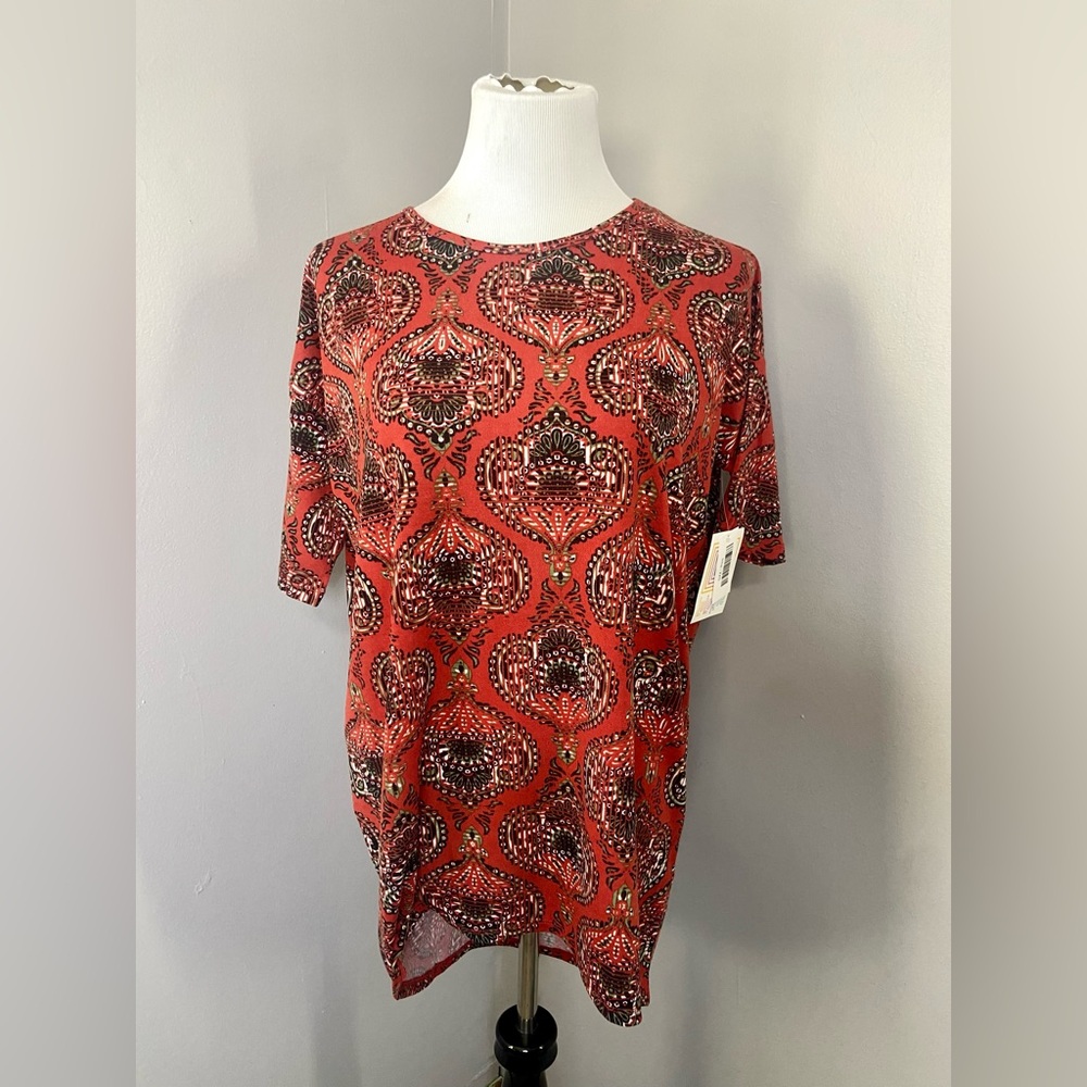 LuLaRoe Irma Tunic Style Top NWT Rust Black White Green